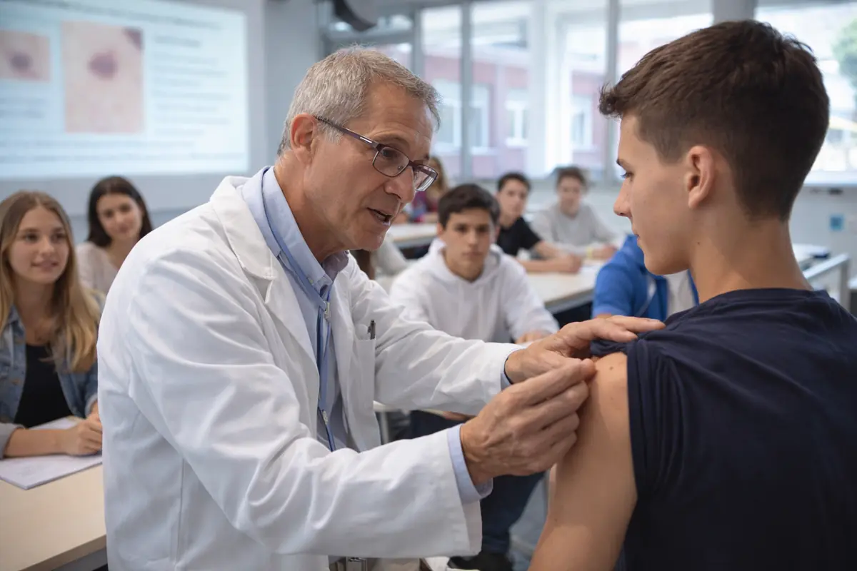 Consulta dermatologica in classe