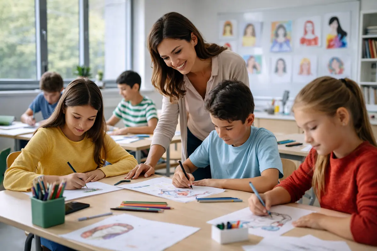 Lezione di arte in classe