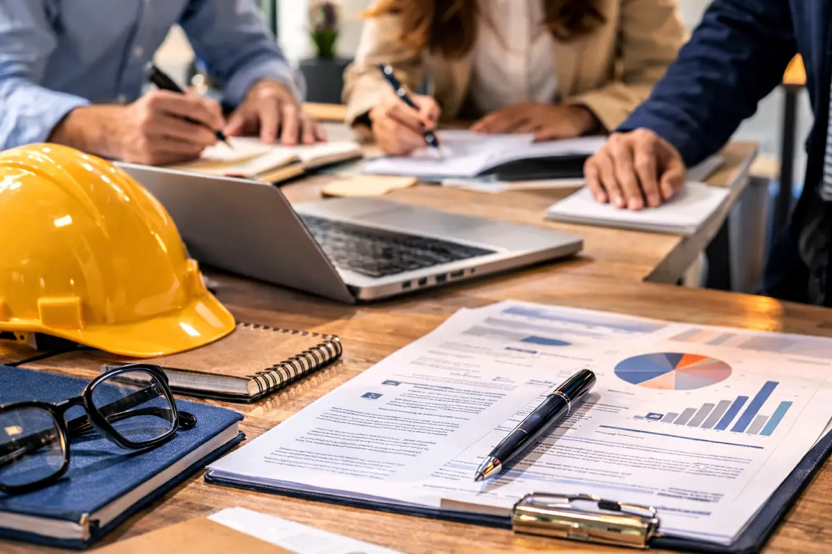 Riunione di lavoro e documenti aziendali