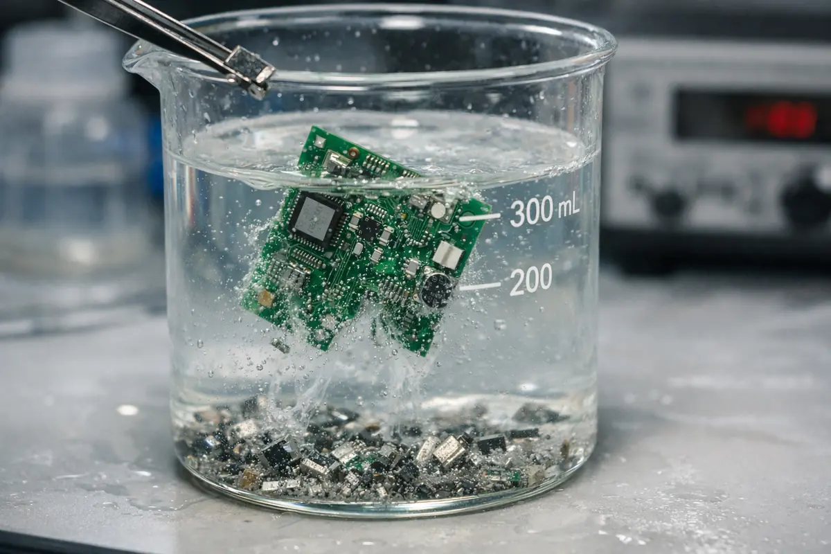 Scheda elettronica che si dissolve nell'acqua