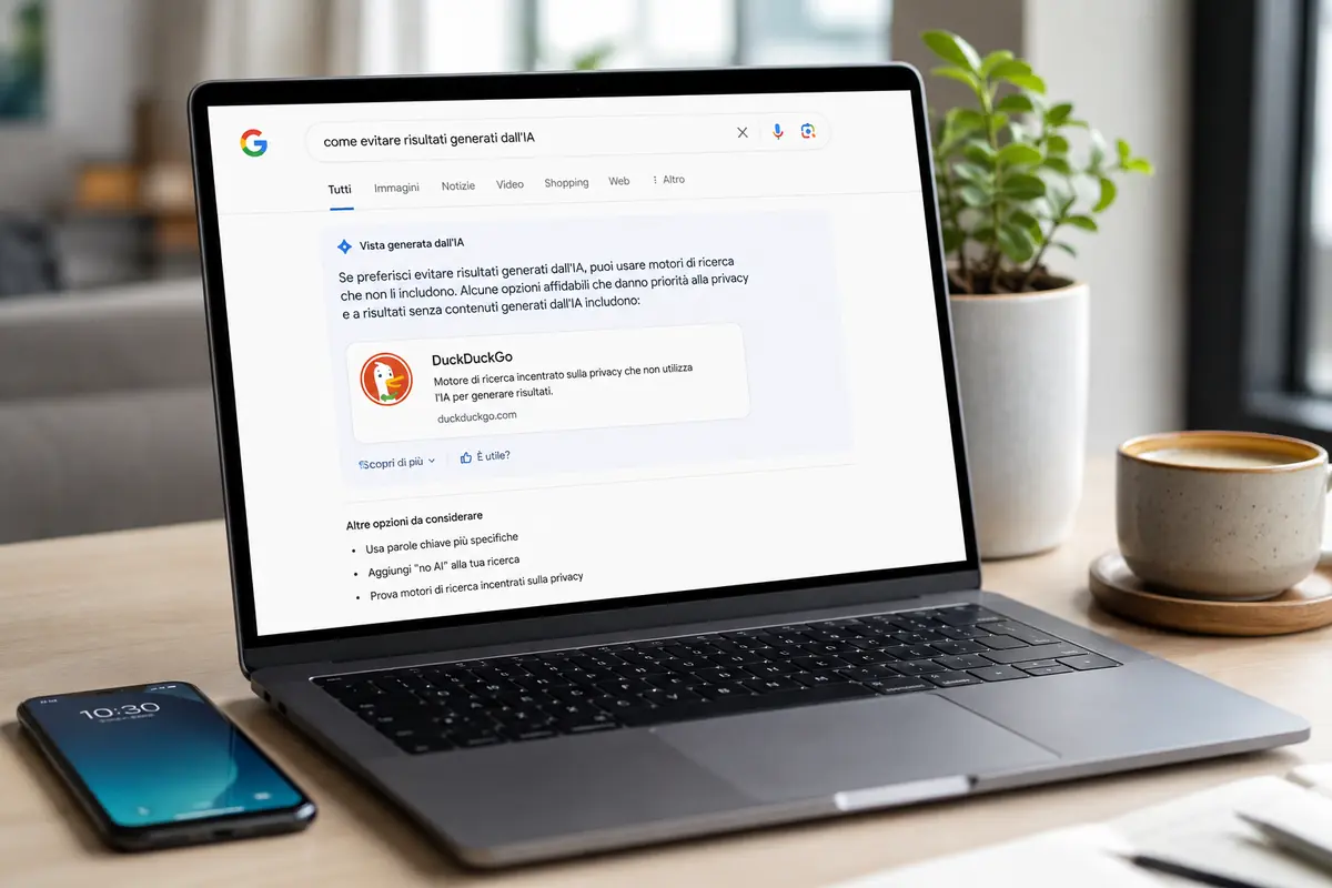 Ricerche anti IA su laptop